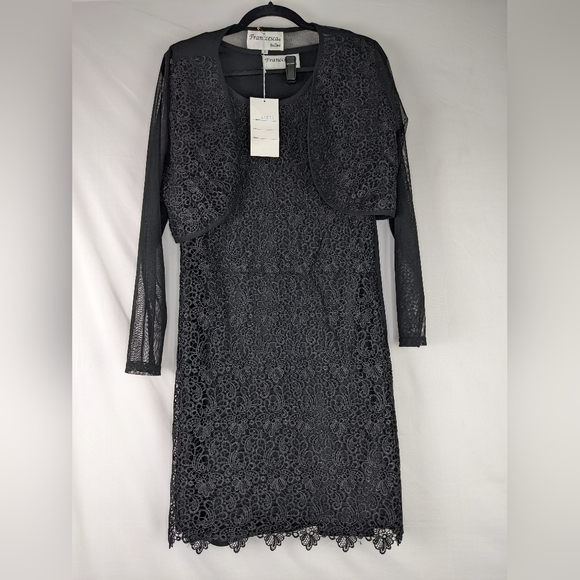 NWT, 3 PC Franccesca  Bellini  Lace Front Dress With Light Jacket. - Picture 1 of 9